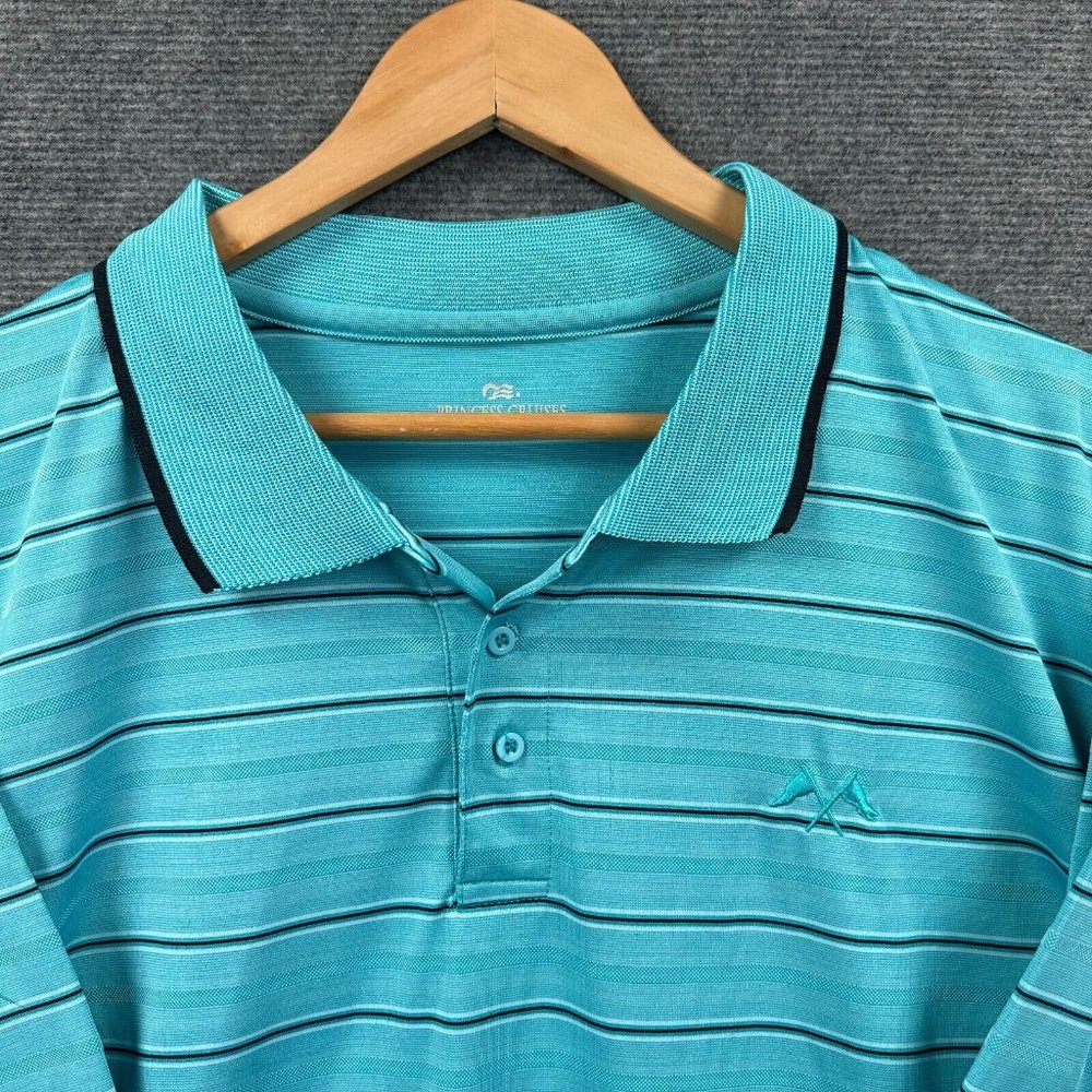 Princess Cruises Shirt Mens Extra Large XL Polo Blue Striped Lightweight Casual - Picture 2 of 9